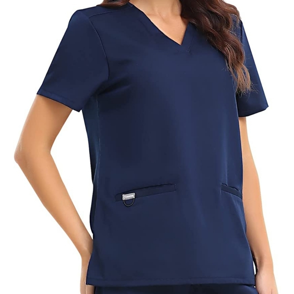 Comenii Scrub Top For Women V-neck 3 pocket